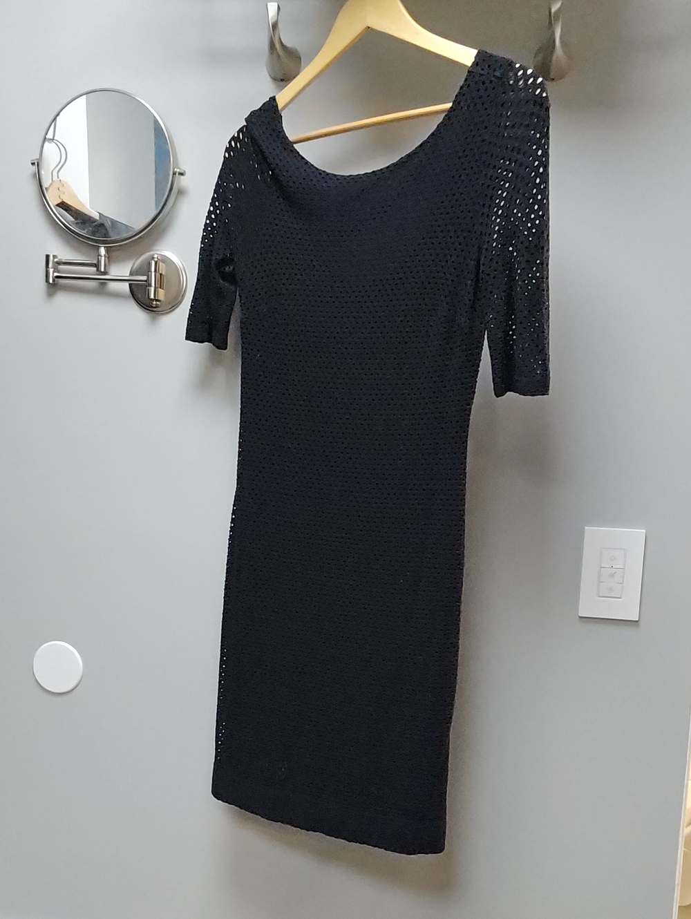 Banana Republic Black Open-Knit Midi Dress